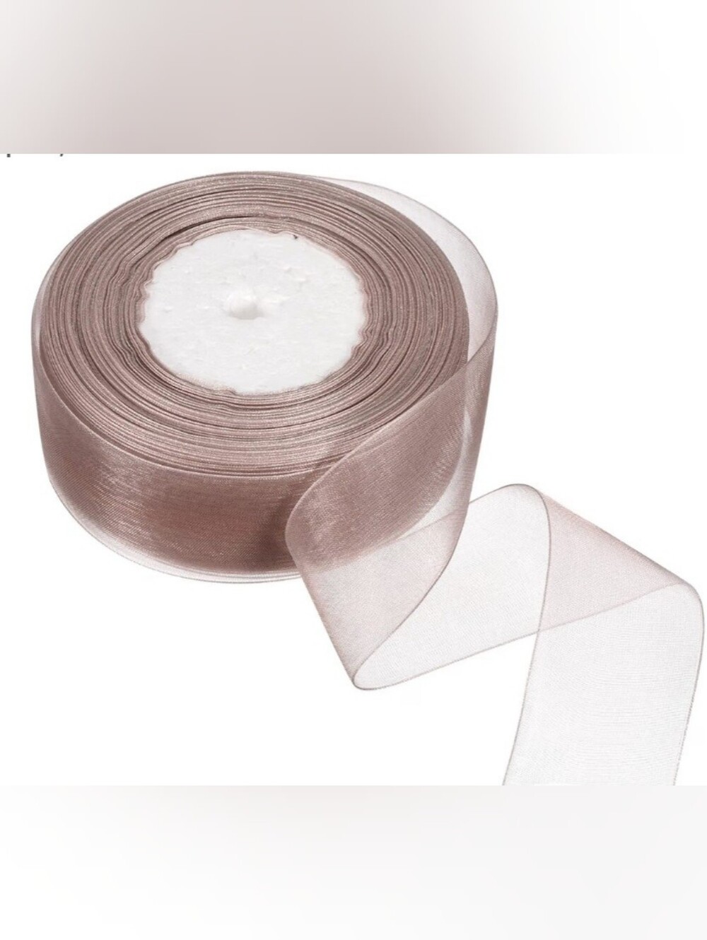 Sheer Taupe Organza Ribbon Roll - 50 Yards